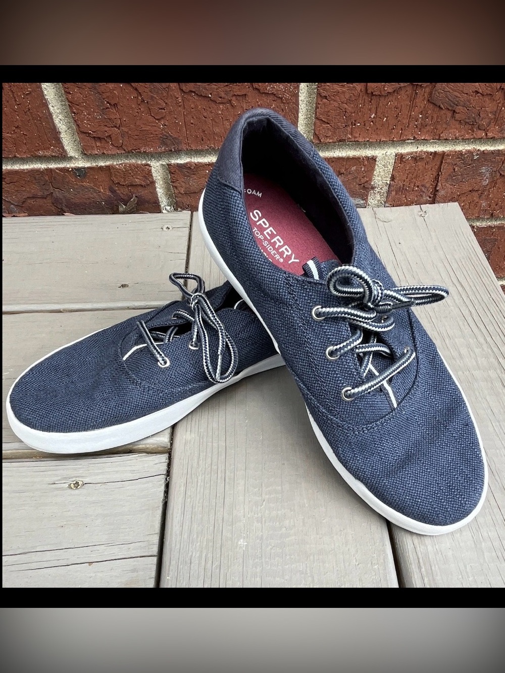 Sperry Kids Top-Sider Spinnaker Sneaker Shoes Boys Size 5.5 Blue Canvas Lace EUC